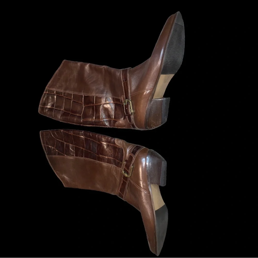 Bandolino Made In Italy Brown Upper Leather Boots, Size 8M - Picture 7 of 16